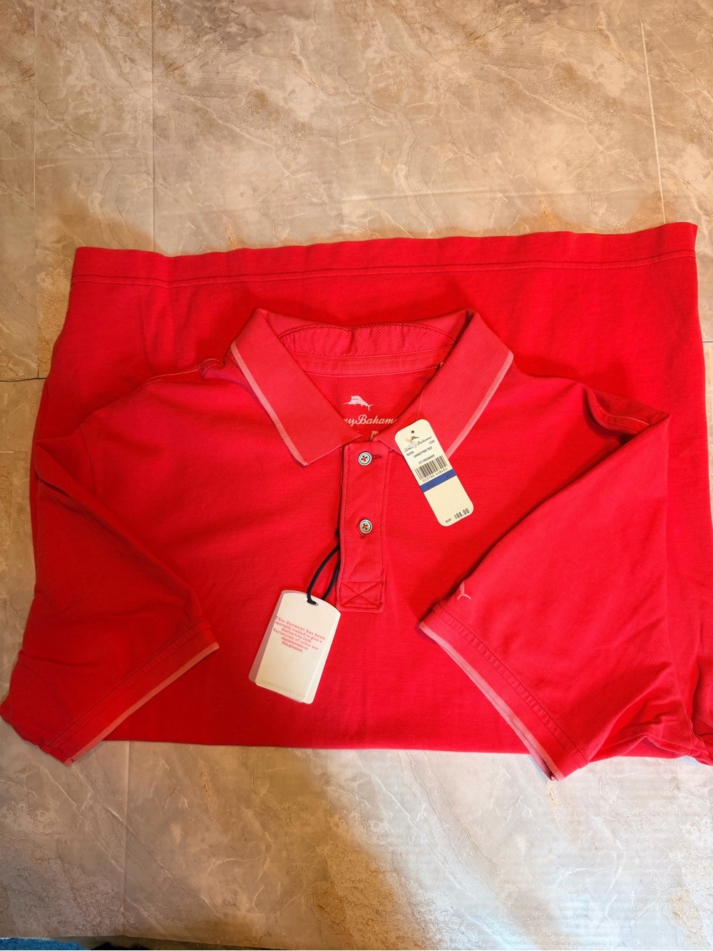 Tommy Bahama Bright Red Men's Polo with Contrast Trim